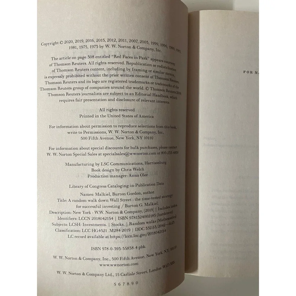 A Random Walk Down Wall Street by Burton G. Malkiel Paperback Book